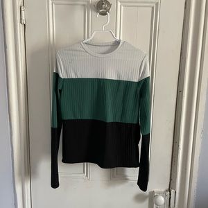 SHEIN Ribbed colour block shirt